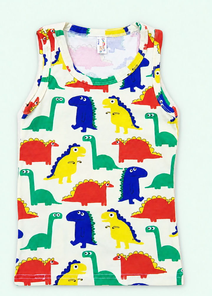Kids’ Colourful Dinosaur Tank Undershirt, view 1