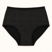Black polka-dot terry slips. One piece.