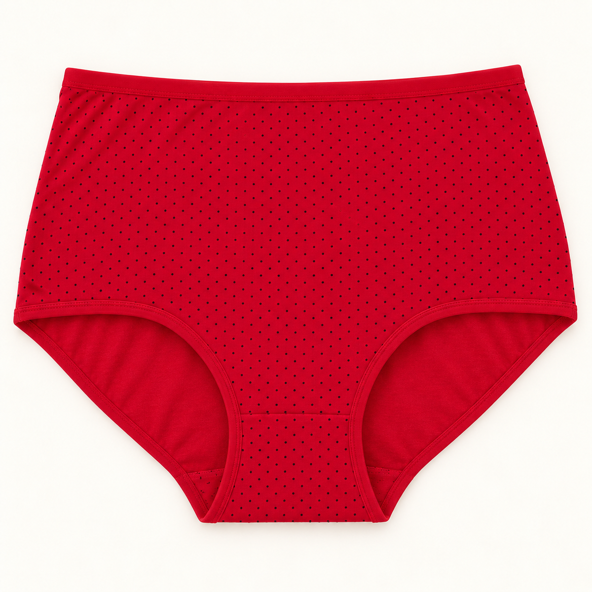 Red polka-dot terry slips. One piece.