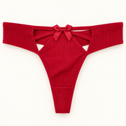 Burgundy ribbed cutout thong slips. Fits L to XXL. One piece.
