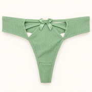 Sage Green ribbed cutout thong slips. Fits L to XXL. One piece.