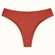 Terracotta ribbed high-cut slips. One piece.
