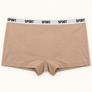 Beige sport waistband boyshort slips. One piece.