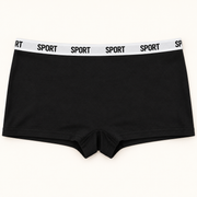 Black sport waistband boyshort slips. One piece.
