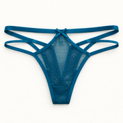 Teal strappy mesh thong slips. Fits L to XXL. One piece.