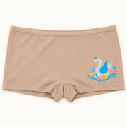 Beige swan-print boyshort slips. One piece.
