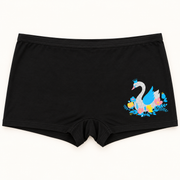 Black swan-print boyshort slips. One piece.