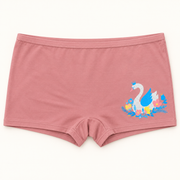 Dusty Pink swan-print boyshort slips. One piece.