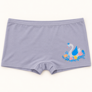 Lavender swan-print boyshort slips. One piece.