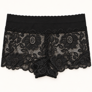 Black wide waistband lace slips. Fits L to XXL. One piece.