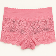 Pink wide waistband lace slips. Fits L to XXL. One piece.