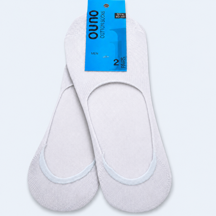 Men - White Invisible Premium (عالي الجودة) Cotton Socks - Pack of 2 Pairs - عبوة تحتوي على زوجين