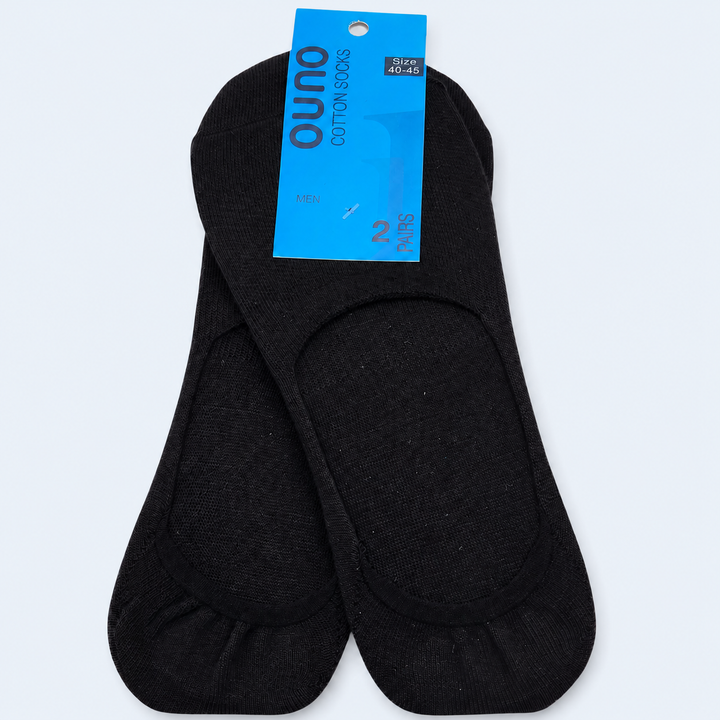 Men - Black Invisible Premium (عالي الجودة) Cotton Socks - Pack of 2 Pairs - عبوة تحتوي على زوجين