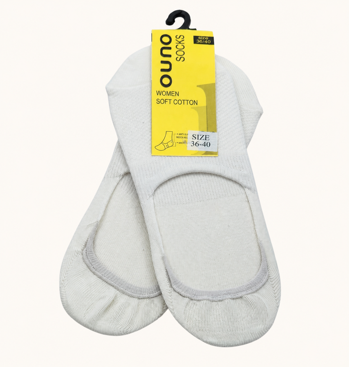 Women - White Invisible Premium (عالي الجودة) Cotton Socks - Pack of 2 Pairs - عبوة تحتوي على زوجين
